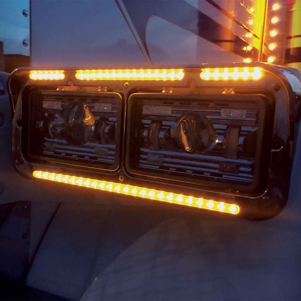 TU-1029_TRUCK Amber Accent Auxiliary LED Headlight Bezel - 51 Diodes - Image 2