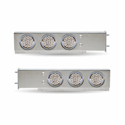 30" LED Mud Flap Hangers - 2 1/2" Bolt Spacing | 4" LEDs (Clear Lens) | Stainless Steel