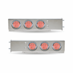 30" LED Mud Flap Hangers - 2 1/2" Bolt Spacing | 4" LEDs (Clear Lens) | Stainless Steel - Image 2
