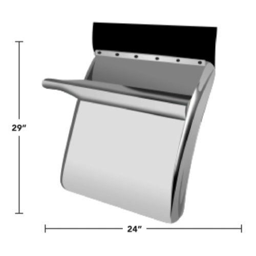 29 Inch Stainless Steel Quarter Fenders with Triangle Mount Brackets – Pair