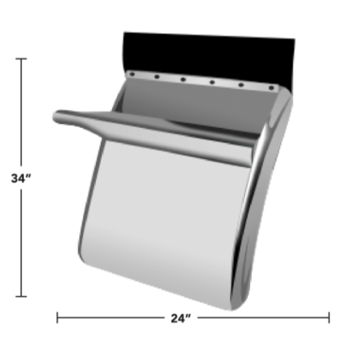 34 Inch Stainless Steel Quarter Fenders with Triangle Mounts – Complete Kit (Pair)