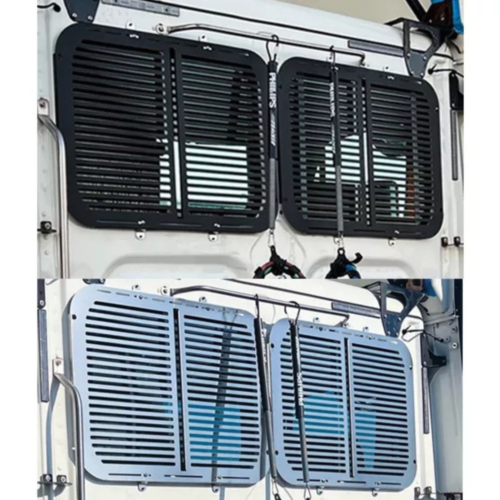 Real Wheels Rear Window Guards for Freightliner Cascadia Day Cab – Stainless or Black Steel