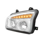 High Power LED Chrome Headlight With LED Turn Signal & Light Bar For 2015-2025 Kenworth T880-Driver - Image 3