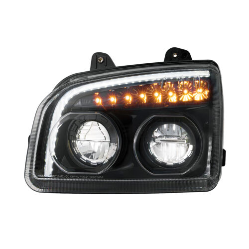 High Power LED Blackout Headlight With LED Turn Signal & Light Bar For 2015-2025 Kenworth T880-Driver32866