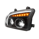 High Power LED Blackout Headlight With LED Turn Signal & Light Bar For 2015-2025 Kenworth T880-Driver - Image 3