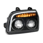 High Power LED Blackout Headlight With LED Turn Signal & Light Bar For 2015-2025 Kenworth T880-Driver - Image 5
