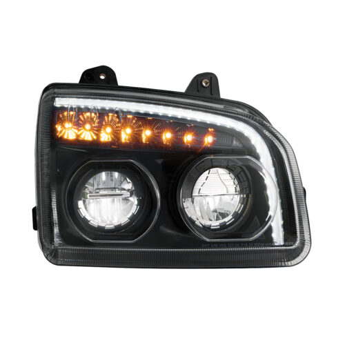 High Power LED Blackout Headlight With LED Turn Signal & Light Bar For 2015-2025 Kenworth T880-Passenger32867