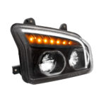 High Power LED Blackout Headlight With LED Turn Signal & Light Bar For 2015-2025 Kenworth T880-Passenger - Image 3