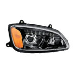 LED Blackout Projection Headlight With Sequential Turn Signal For 2008-2017 Kenworth T660-Passenger - Image 2