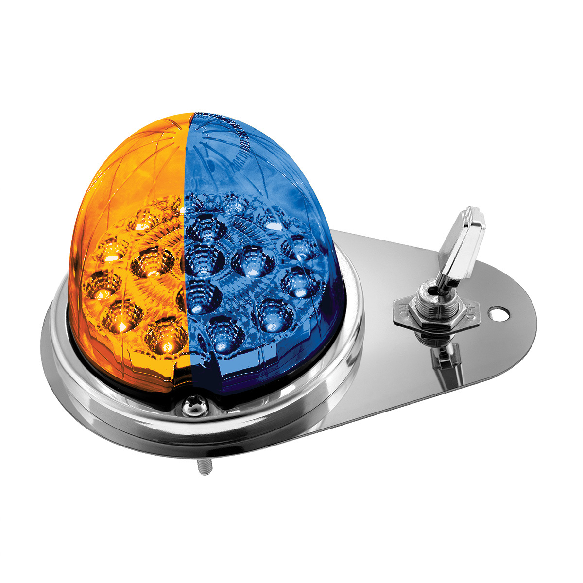 304 SS Above Door Dome Light Kit W/ 17 LED Double Fury Watermelon For 1994-2025 KW W900-Amber & Blue LED 35387