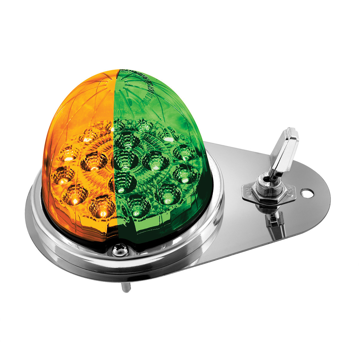 304 SS Above Door Dome Light Kit W/ 17 LED Double Fury Watermelon For 1994-2025 KW W900-Amber & Green LED 35388