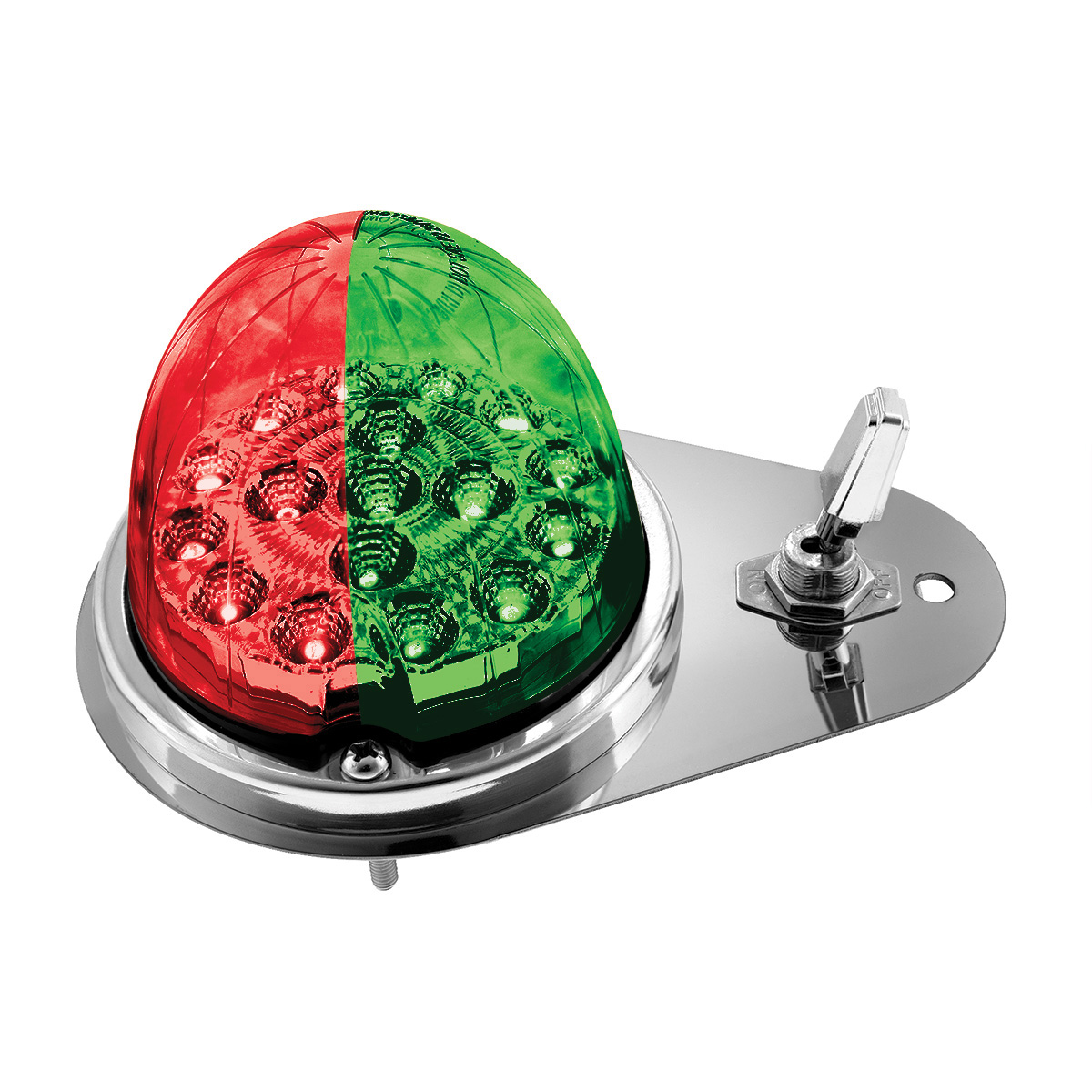 304 SS Above Door Dome Light Kit W/ 17 LED Double Fury Watermelon For 1994-2025 KW W900-Red & Green LED 35393