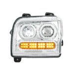 High Power 10 LED Chrome Headlight With 24 LED Turn & 100 LED Halo For 2019-2024 Kenworth W990-Driver 35847