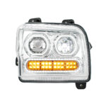 High Power 10 LED Chrome Headlight With 24 LED Turn & 100 LED Halo For 2019-2024 Kenworth W990-Passenger 35848