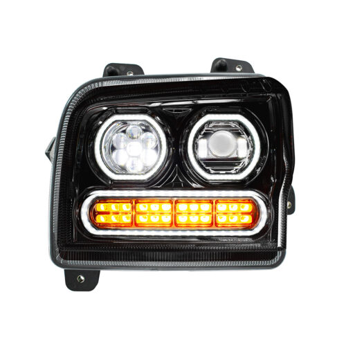 High Power 10 LED Blackout Headlight With 24 LED Turn & 100 LED Halo For 2019-2024 Kenworth W990-Driver 35849