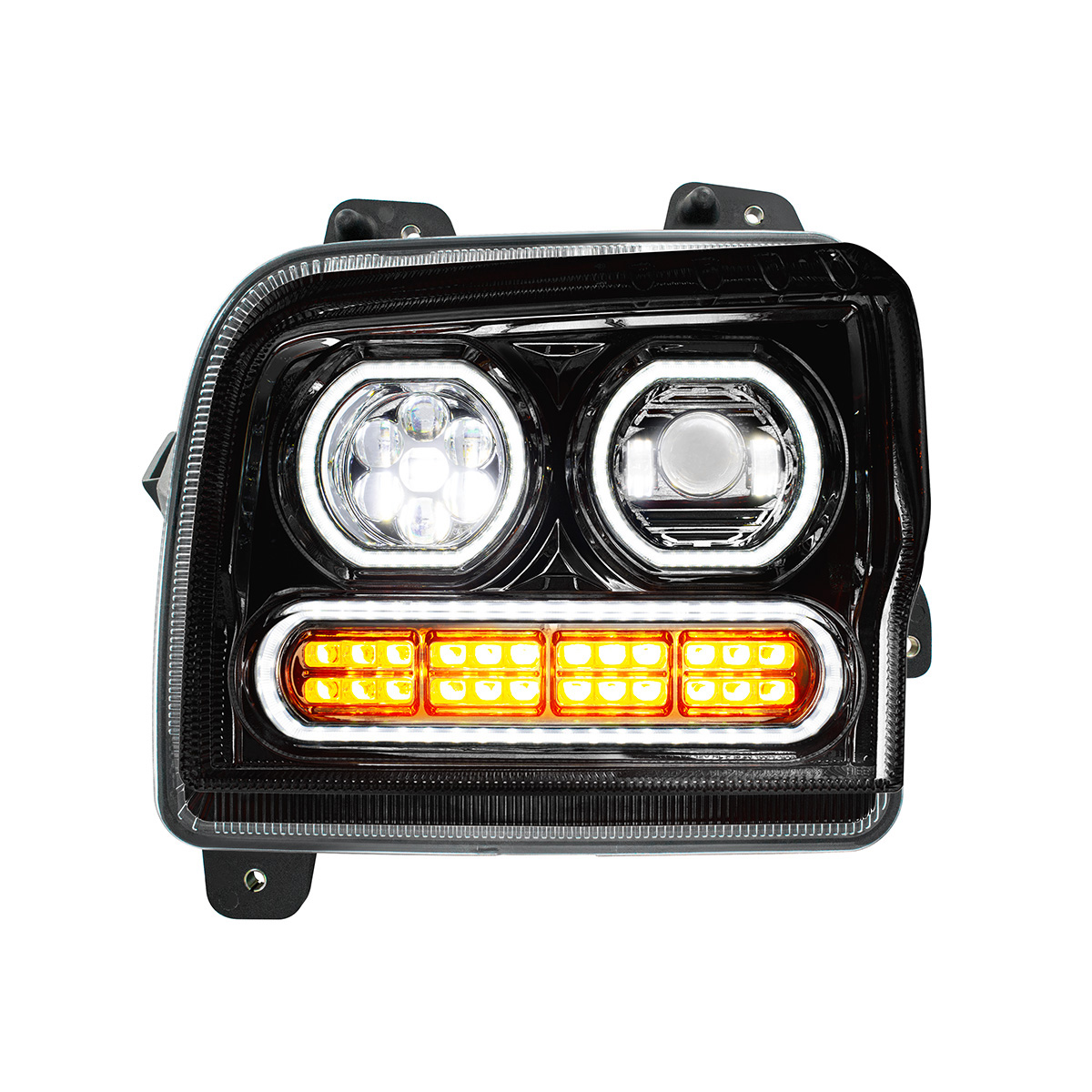 High Power 10 LED Blackout Headlight With 24 LED Turn & 100 LED Halo For 2019-2024 Kenworth W990-Driver 35849
