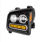 High Power 10 LED Blackout Headlight With 24 LED Turn & 100 LED Halo For 2019-2024 Kenworth W990-Driver - Image 3