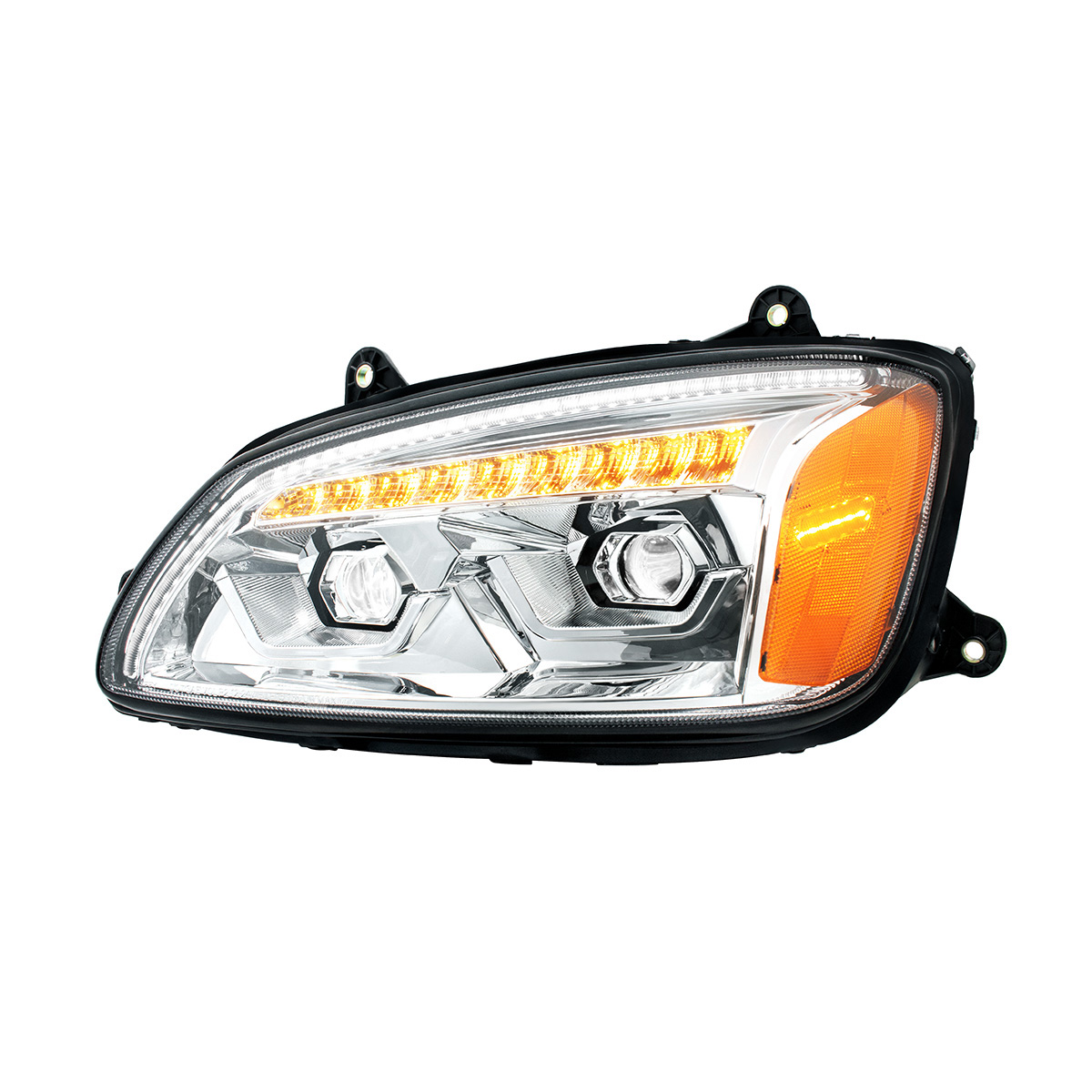 LED Chrome Projection Headlight With Sequential Turn Signal For 2008-2017 Kenworth T660-Driver32868