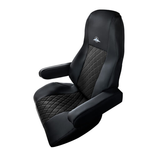 Riggear Napa Faux Leather Seat Cover Set For 2008-2025 Freightliner Cascadia-Black 99262