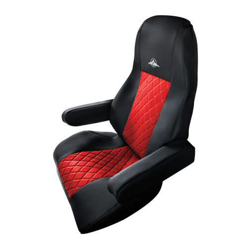 Riggear Napa Faux Leather Seat Cover Set For 2008-2025 Freightliner Cascadia-Red 99265