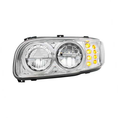High Power LED Chrome Headlight With 8 LED Turn & 4 LED Position Light For 2008-2024 Peterbilt 389-Driver 36119