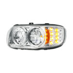 High Power LED Chrome Headlight With 8 LED Turn & 4 LED Position Light For 2008-2024 Peterbilt 389-Driver - Image 3