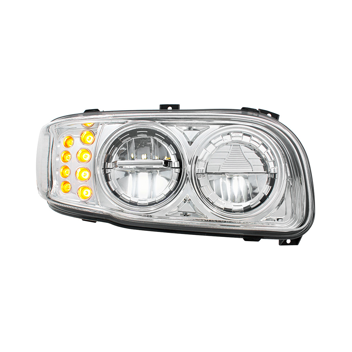 High Power LED Chrome Headlight With 8 LED Turn & 4 LED Position Light For 2008-2024 Peterbilt 389-Passenger 36120