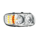 High Power LED Chrome Headlight With 8 LED Turn & 4 LED Position Light For 2008-2024 Peterbilt 389-Passenger - Image 3