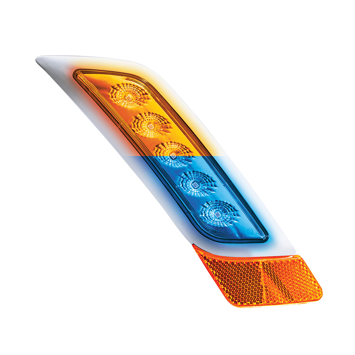 Double Fury 5 LED Fender Turn Signal Light For 2012-2021 Peterbilt 579-Amber & Blue LED