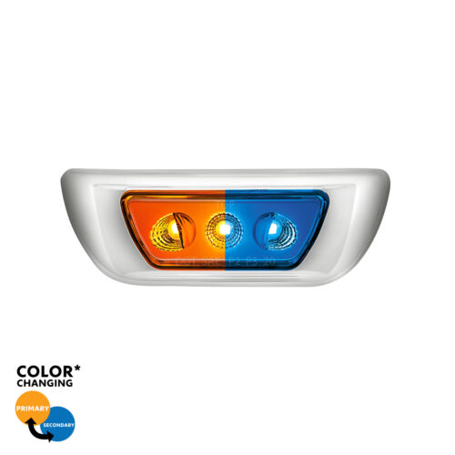 3 LED Double Fury Cab Light For 2013-2021 Kenworth T680 & 2012-2021 Peterbilt 579-Amber & Blue LED 36142