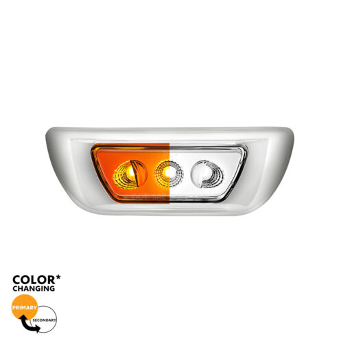 3 LED Double Fury Cab Light For 2013-2021 Kenworth T680 & 2012-2021 Peterbilt 579-Amber & White LED 36146