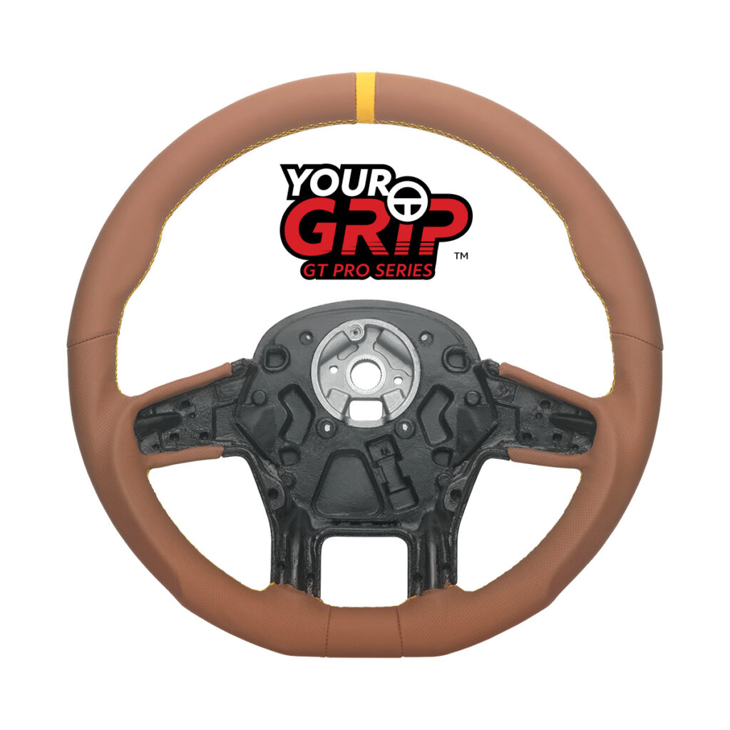 18" YourGrip GT PRO Leather Steering Wheel For 2012-2021 Peterbilt 579 & 2013-2021 Kenworth T680-Brown 88372