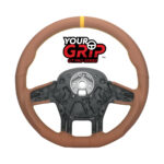 18" YourGrip GT PRO Leather Steering Wheel For 2012-2021 Peterbilt 579 & 2013-2021 Kenworth T680-Brown 88372