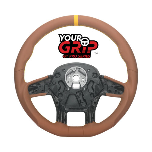 18" YourGrip GT PRO Leather Steering Wheel For 2012-2021 Peterbilt 579 & 2013-2021 Kenworth T680-Brown 88372