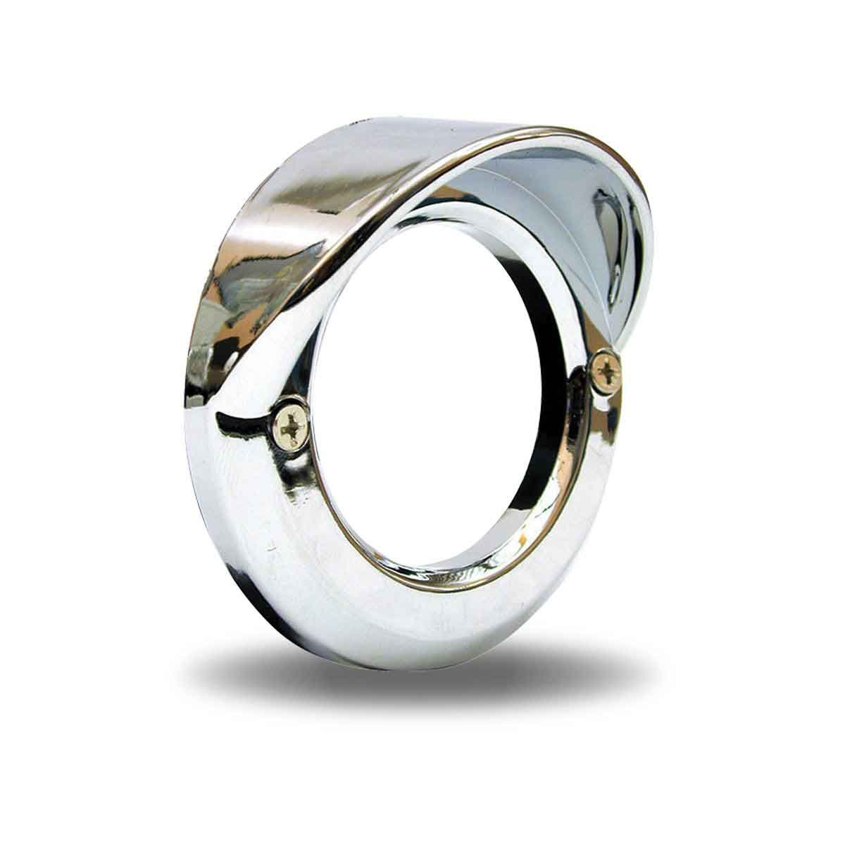 2.5" Round Light Bezel with Visor - Screw On | Chrome ABS Plastic-TBEZ-2HCH2