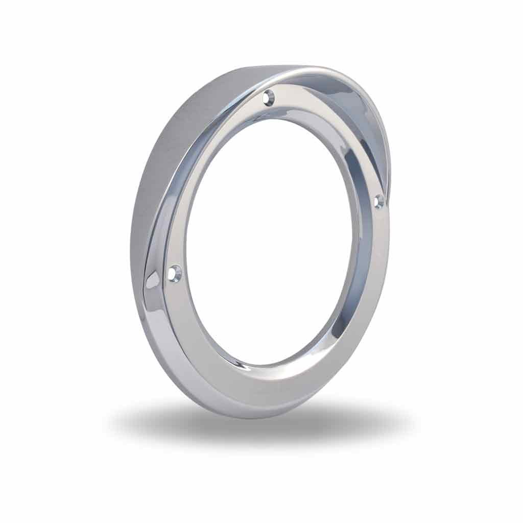 4" Round Light Bezel with Visor - Screw On | Chrome ABS Plastic-TBEZ-4CH2