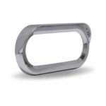 6" Oval Light Bezel with Visor - Twist On | Chrome ABS Plastic-TBEZ-OBCH5