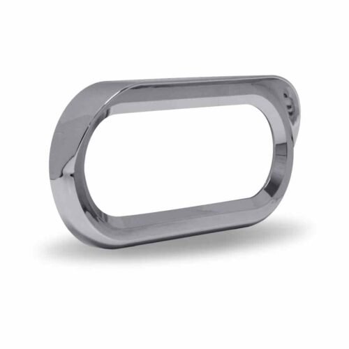 6" Oval Light Bezel with Visor - Twist On | Chrome ABS Plastic-TBEZ-OBCH5