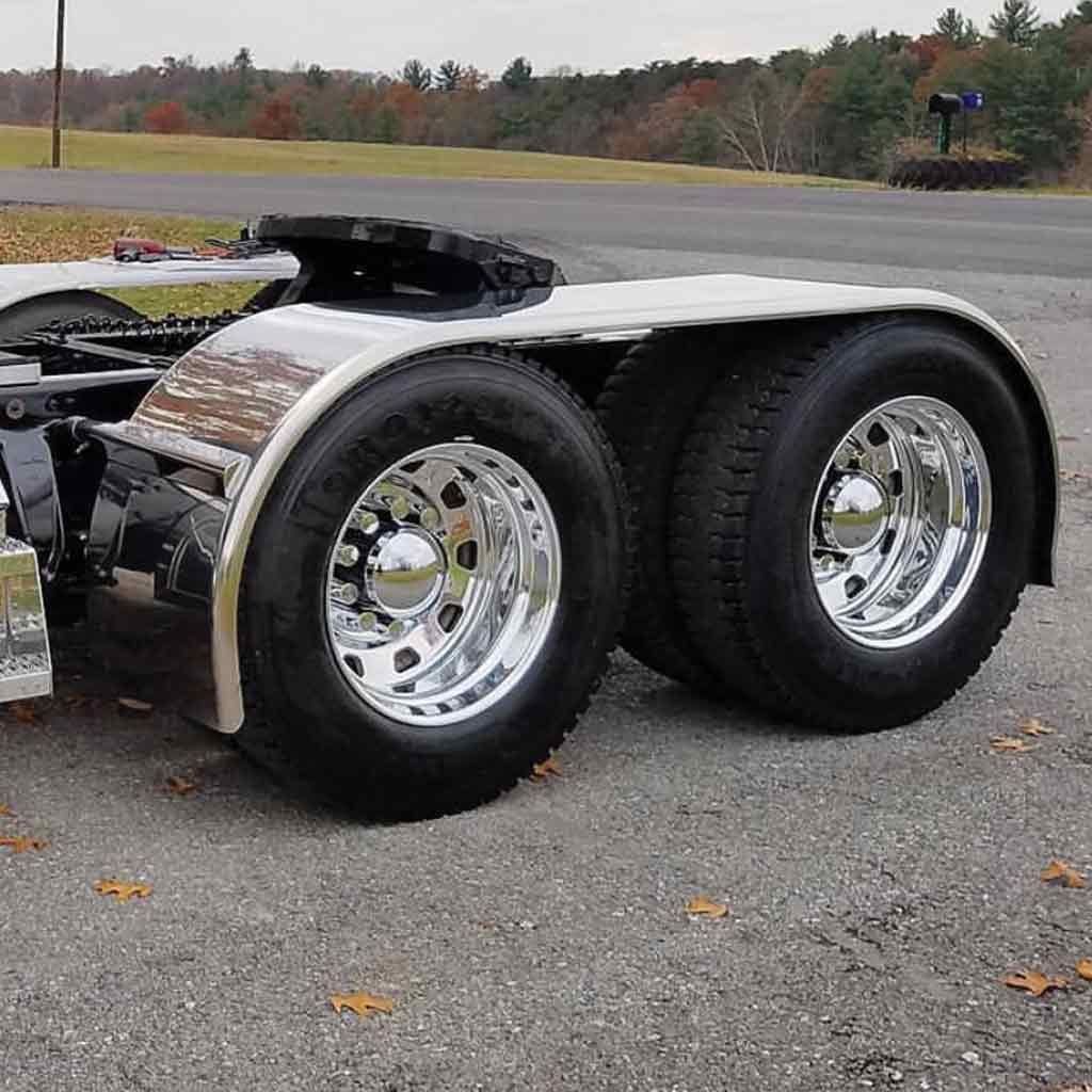 142" 'The Boss' Smooth Straight Drop full Fenders - 14 Gauge | Mirror Shine Stainless Steel-TFEN-F33