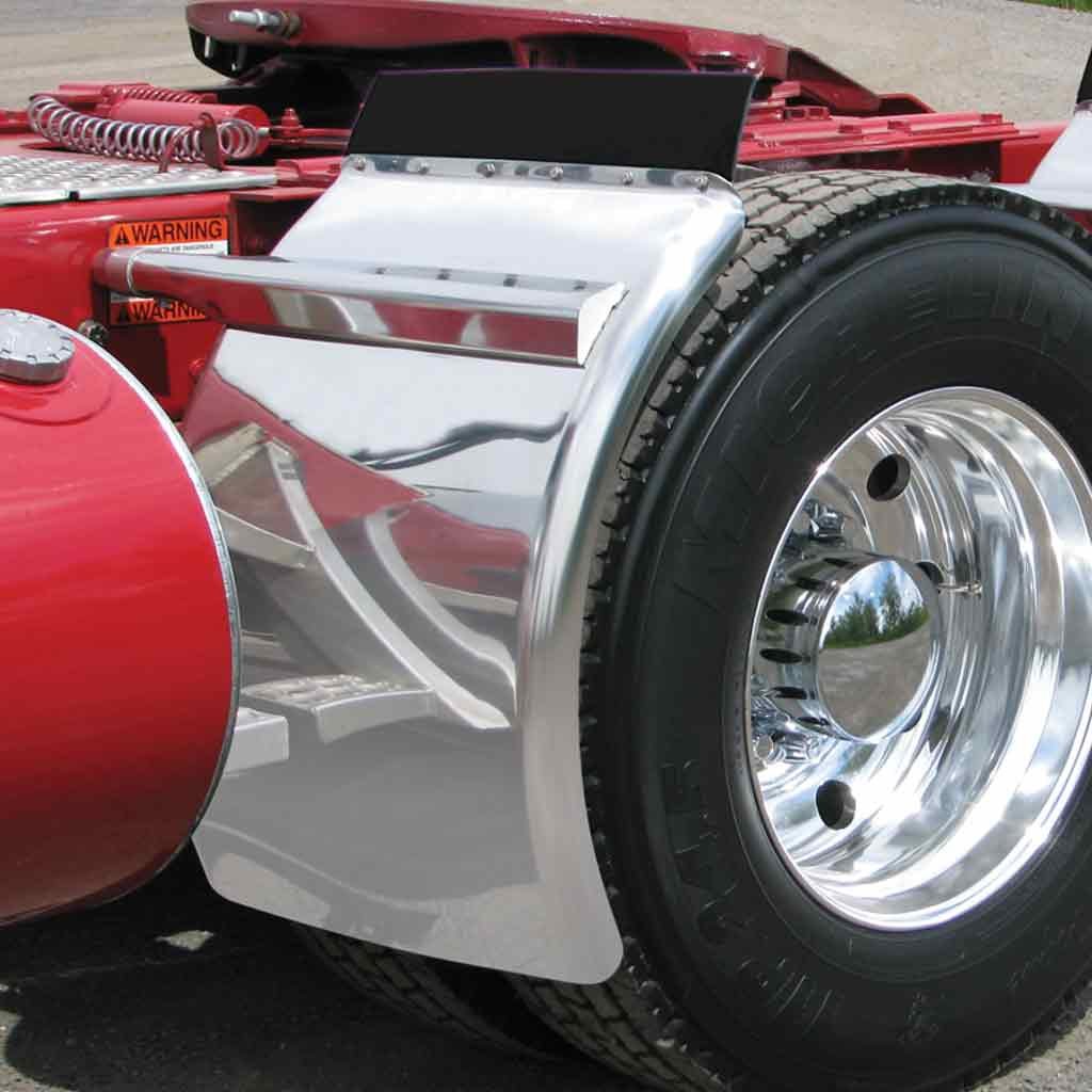 38" Rollin' Lo Quarter Fender Kit with Triangle Mounts - 14 Gauge | Mirror Shine Stainless Steel-TFEN-Q12