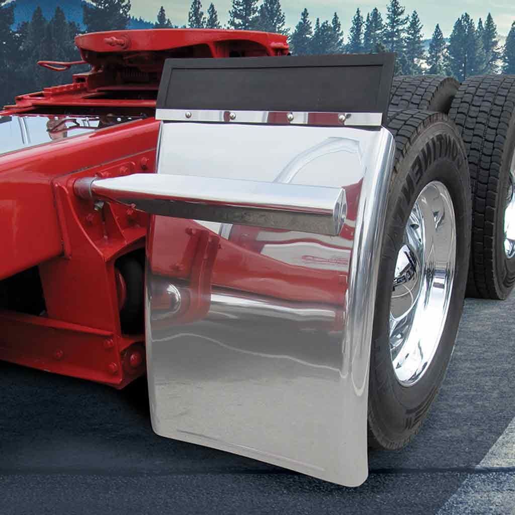 34" Long Straight Drop Quarter Fender Kit with Triangle Mounts - 16 Gauge | Mirror Shine Stainless Steel-TFEN-Q13