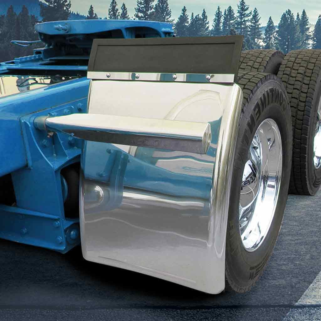 31" Long Straight Drop Quarter Fender Kit with Triangle Mounts - 16 Gauge | Mirror Shine Stainless Steel-TFEN-Q14