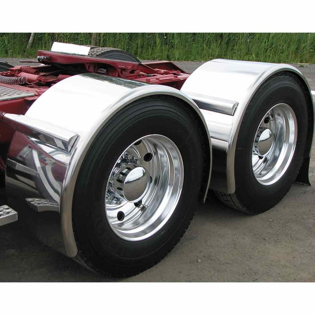 96" Rollin' Lo Smooth Curved Drop Single Axle Fenders - 14 Gauge | Mirror Shine Stainless Steel-TFEN-S10