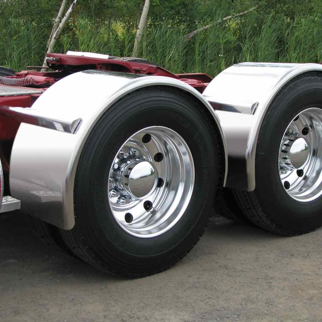 91" Low Rider Smooth Curved Drop Single Axle Fenders - 14 Gauge | Mirror Shine Stainless Steel-TFEN-S11