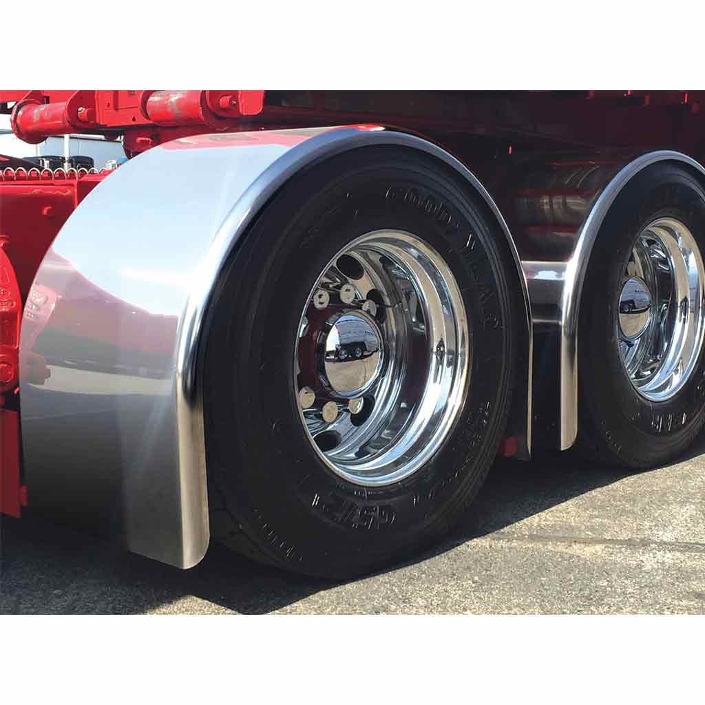 96" Smooth Straight Drop Single Axle Fenders -14 Gauge | Mirror Shine Stainless Steel-TFEN-S37