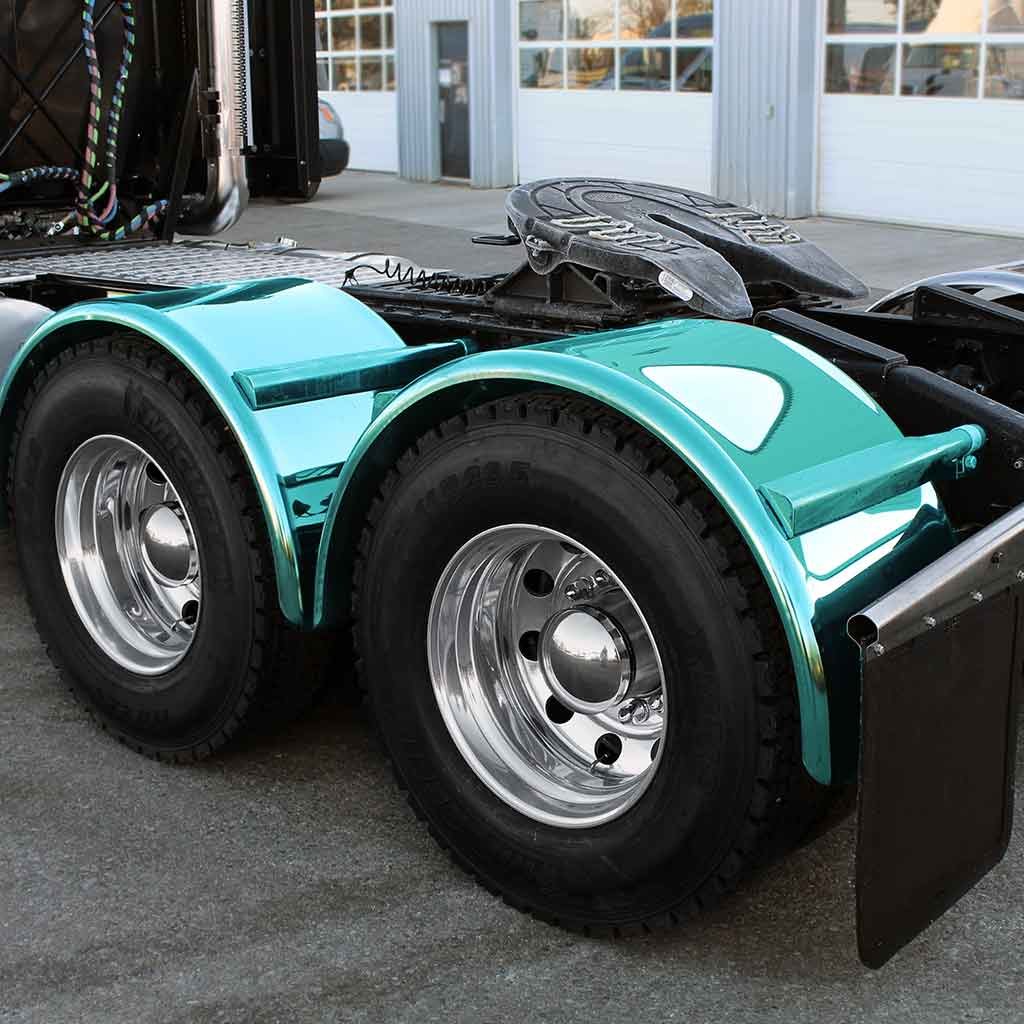 80″ Smoke & Mirror Smooth Single Axle Fenders with Flange – Green | 14 Gauge-TFEN-S47GR