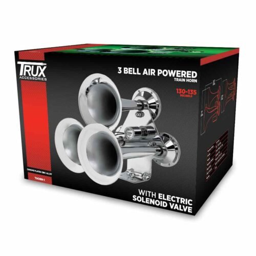 3 Bell Air Powered Train Horn - 130-135 Decibels | Chrome Plated Zinc Alloy-THORN-1