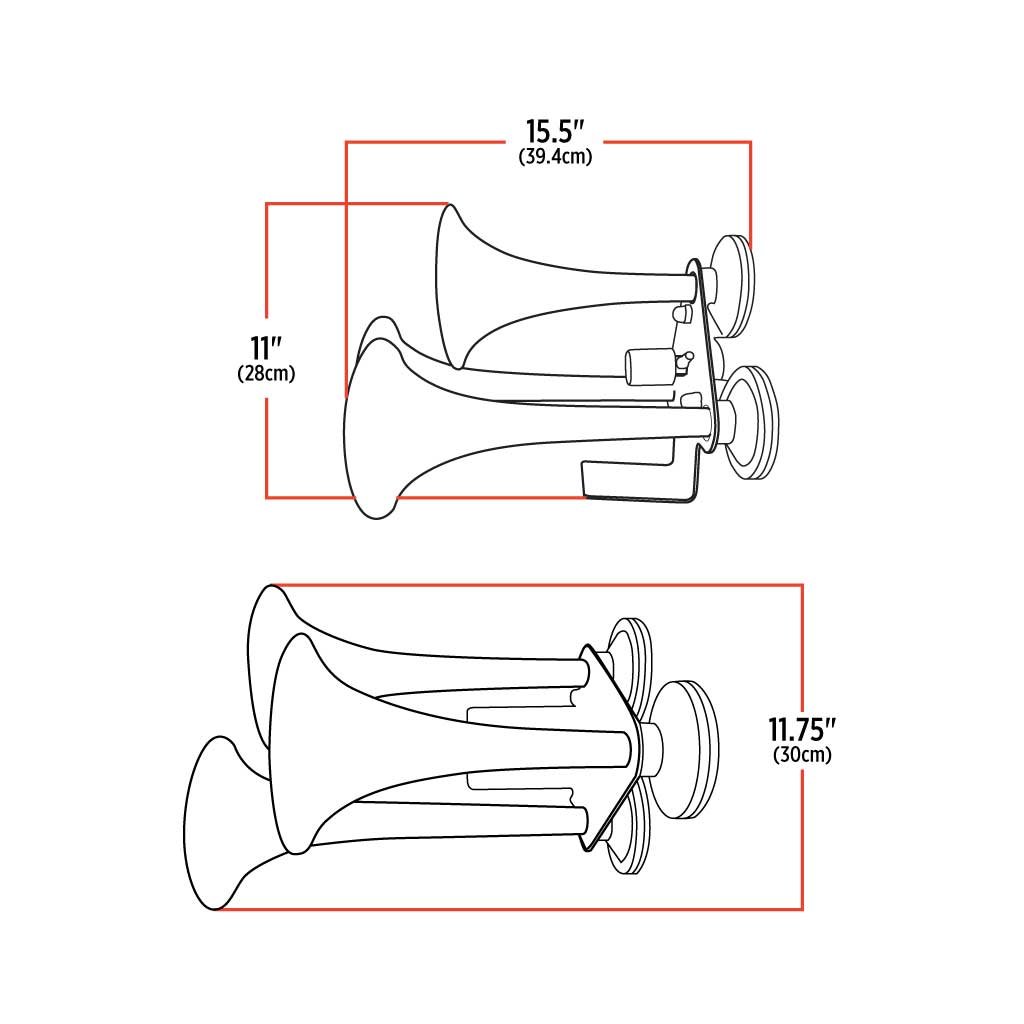 THORN-1_TECH 3 Bell Air Powered Train Horn - 130-135 Decibels | Chrome Plated Zinc Alloy - Image 4
