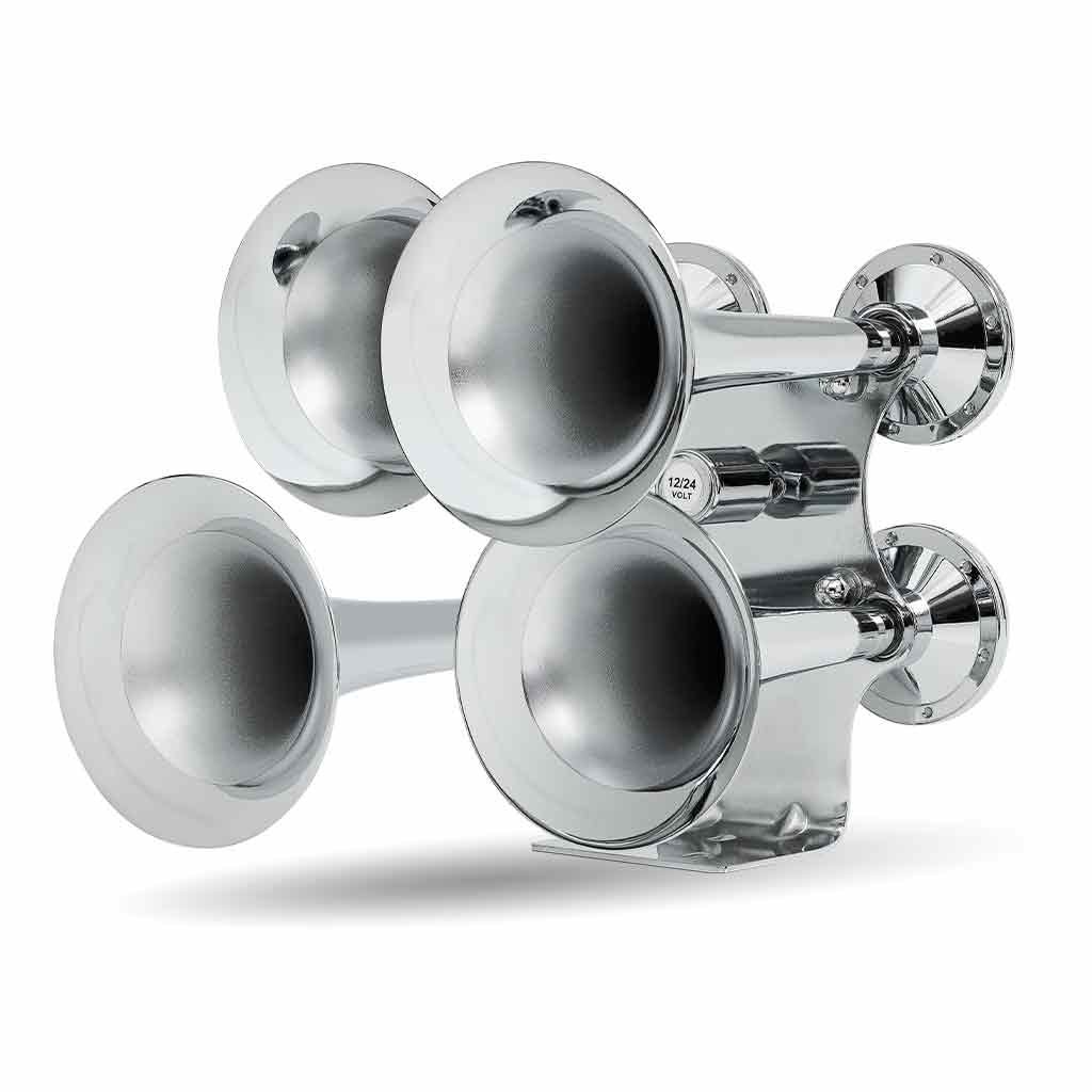 THORN-2 4 Bell Air Powered Train Horn - 140-145°Decibels | Chrome Plated Zinc Alloy - Image 2