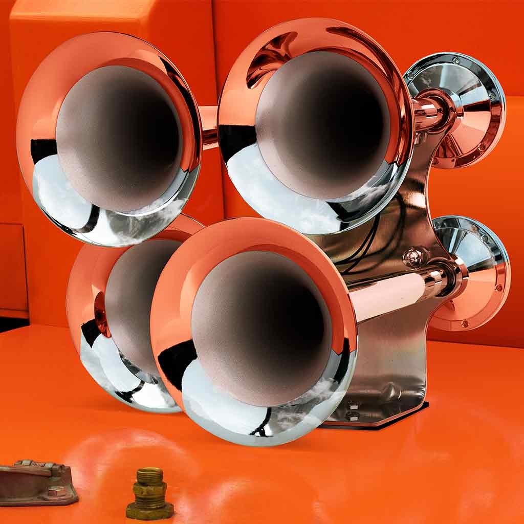 THORN-2_TRUCK 4 Bell Air Powered Train Horn - 140-145°Decibels | Chrome Plated Zinc Alloy - Image 3